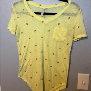 Sunny Yellow V-Neck Tee with Pocket